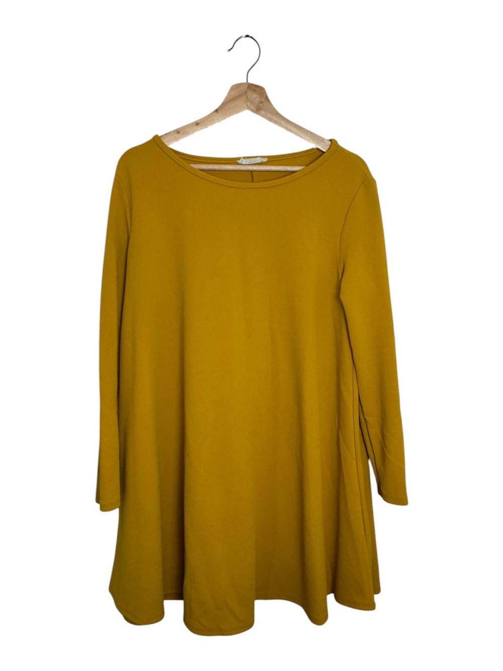 a.gain Mustard Swing Tunic Dress Elbow Patch Made USA Approx $68 Size OS